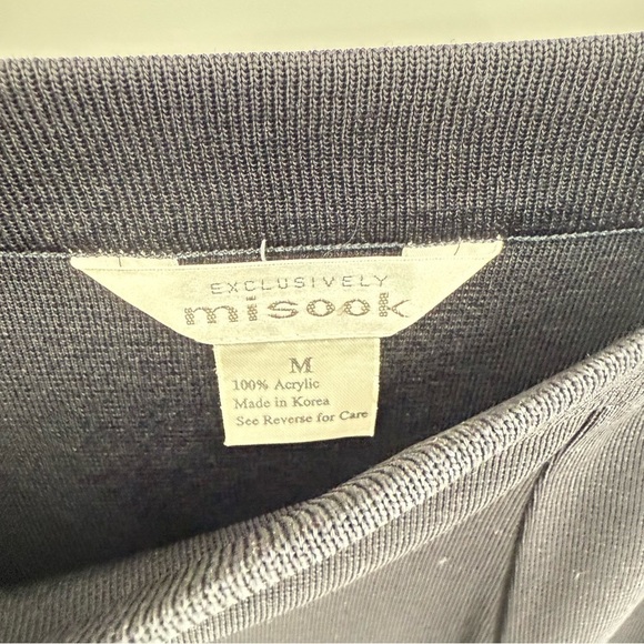 Misook Skirt Womens Size M Black Knit Pull On Midi Business Career Fringe Hem - Picture 4 of 7